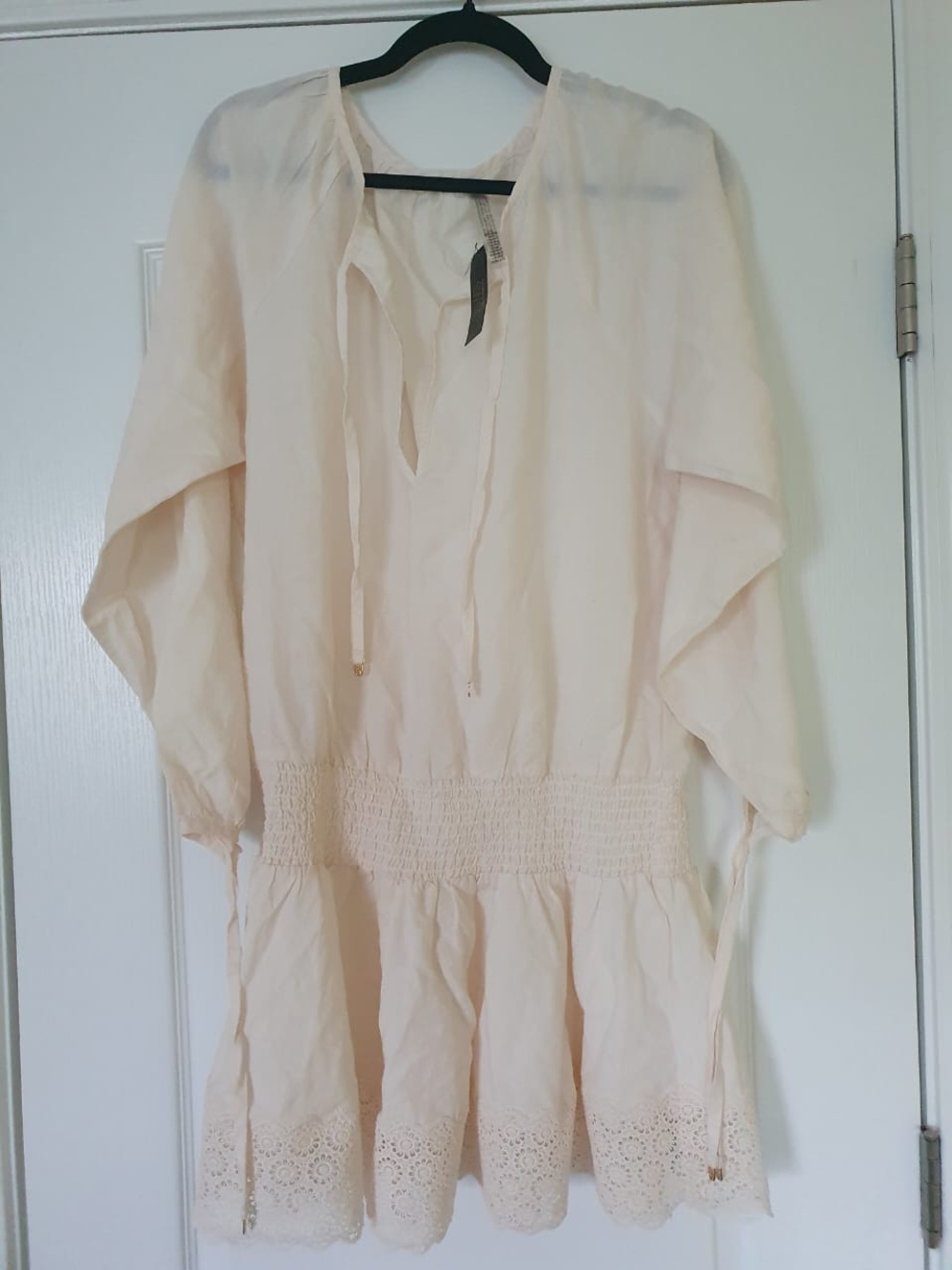 Victoria's Secret Cream Tie-Neck Smocked Coverup